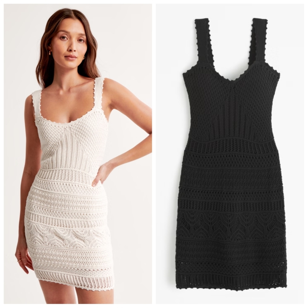 Abercrombie & Fitch Black Crochet Mini Dress NWT XS